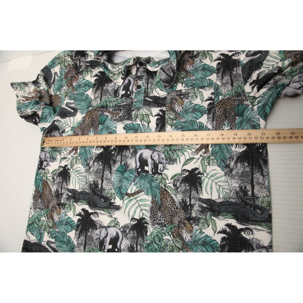 BYLT Men's L Printed Polo Shirt Jungle Safari Elephant Leopard Crocodile - Picture 7 of 11